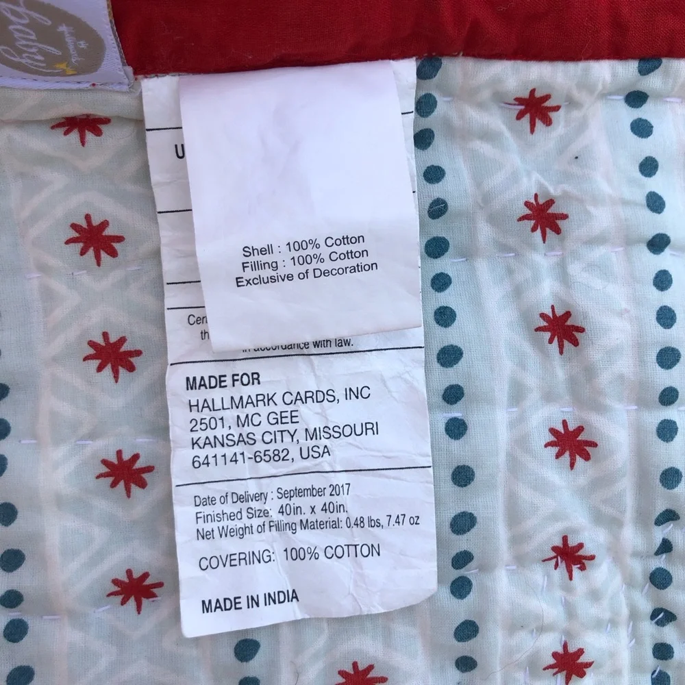 Hallmark Baby Cotton Made India Christmas Quilt Trow Decor “Even the smallest…..